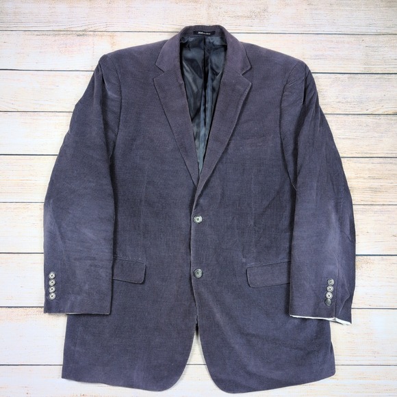 Alan Flusser Mens 46L Blue Purple Corduroy Two Button Blazer Jacket Coat - Picture 1 of 10